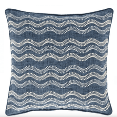Scout Embroidered Indigo Indoor/Outdoor Decorative Pillow - Our Boat House