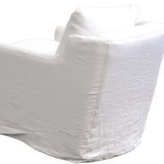 Skipper Belgium White Linen Swivel Slipcovered Chair - Our Boat House