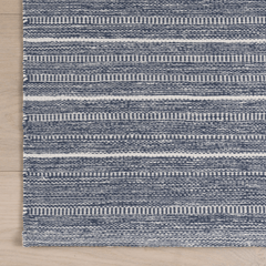 Skipper Stripe Handwoven Indoor/Outdoor Rug - Navy - Our Boat House