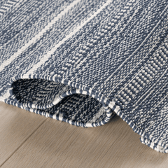 Skipper Stripe Handwoven Indoor/Outdoor Rug - Navy - Our Boat House