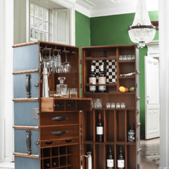 Stateroom Mobile Bar Trunk - Petrol Blue - Our Boat House