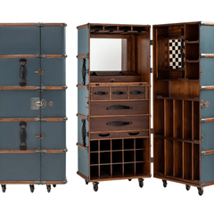 Stateroom Mobile Bar Trunk - Petrol Blue - Our Boat House