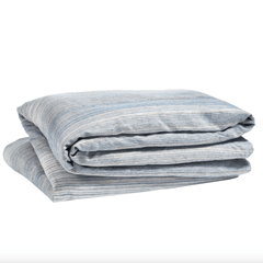 Sterling Stripe Linen Blue Duvet Cover - Our Boat House