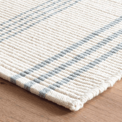 Swedish Stripe Woven Cotton Rug - Light Blue - Our Boat House