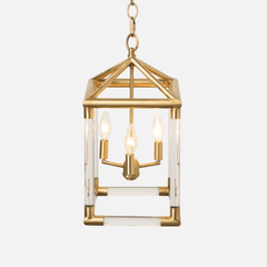 Teagan Matte Gold Lantern Chandelier - Three Sizes - Our Boat House