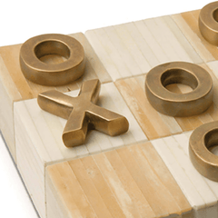 Tic Tac Toe Flat Board - Natural & Brass - Our Boat House