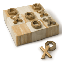 Tic Tac Toe Flat Board - Natural & Brass - Our Boat House