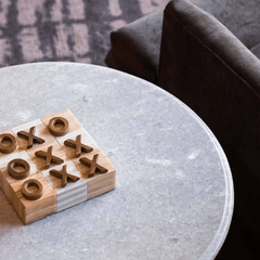 Tic Tac Toe Flat Board - Natural & Brass - Our Boat House