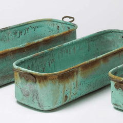 Verdigris Copper Planters with Handles - s/3 - Our Boat House