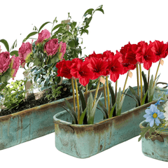 Verdigris Copper Planters with Handles - s/3 - Our Boat House