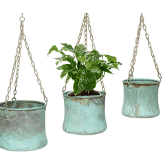 Verdigris Hanging Copper Planters - s/3 - Our Boat House