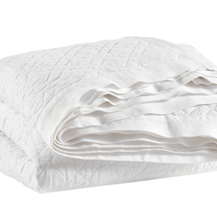 Washed Linen Quilt - White - Our Boat House