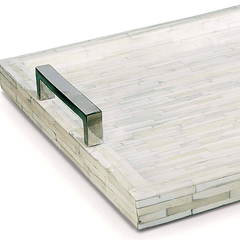 White Bone & Nickel Tray - Our Boat House