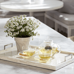 White Bone & Nickel Tray - Our Boat House