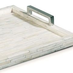White Bone & Nickel Tray - Our Boat House