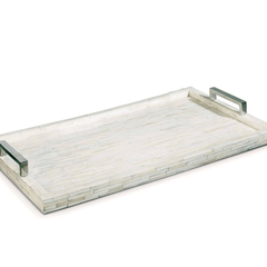 White Bone & Nickel Tray - Our Boat House
