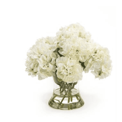 White Hydrangea Arrangement in Vase - Our Boat House