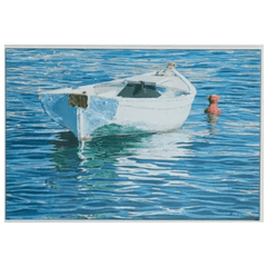 White Row Boat with Red Buoy Giclee - Our Boat House