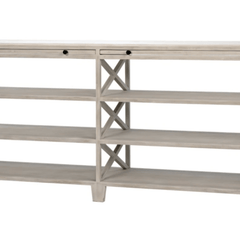 White Wash Mahogany Large Console with pull outs - Our Boat House