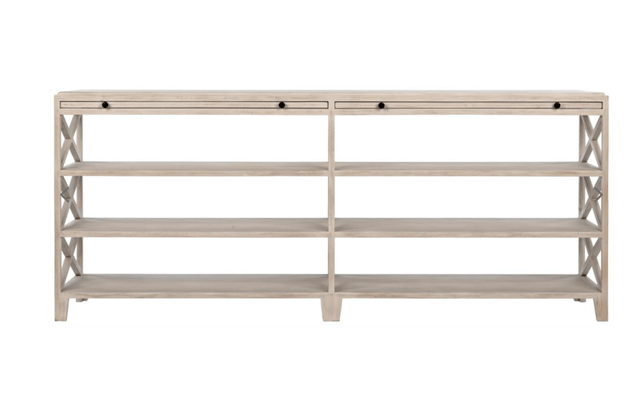 White Wash Mahogany Large Console with pull outs - Our Boat House