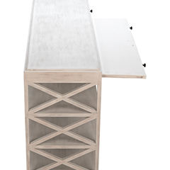 White Wash Mahogany Large Console with pull outs - Our Boat House