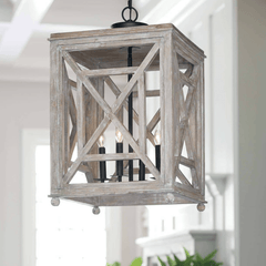 Wood Lattice Lantern - STOCK, FLOOR SAMPLE - Our Boat House