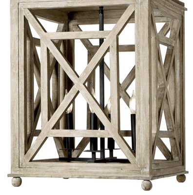 Wood Lattice Lantern - STOCK, FLOOR SAMPLE - Our Boat House