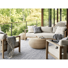 Zhara Stripe Ivory Indoor/Outdoor Decorative Pillow - Our Boat House